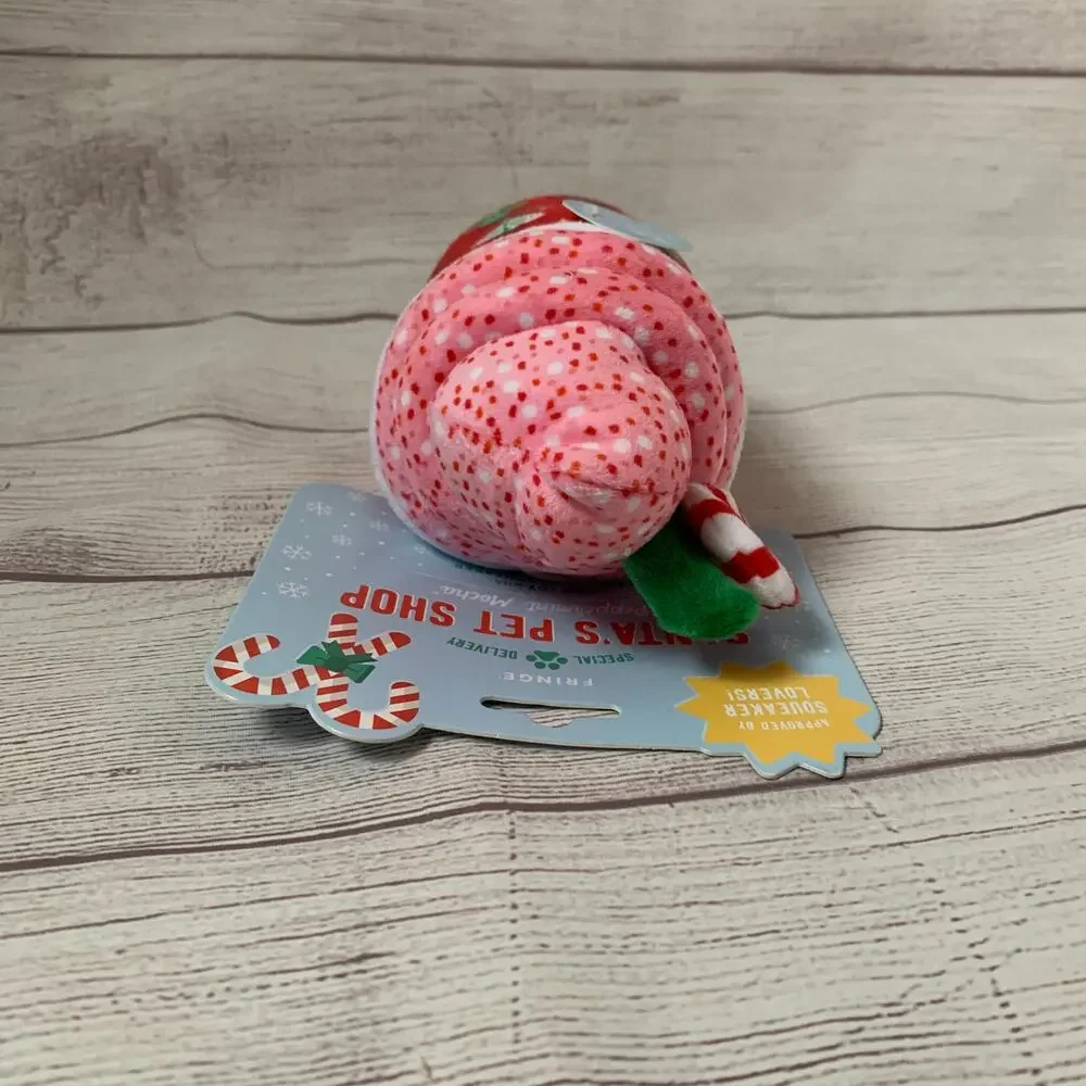 Fringe Dog Toy with Squeaker Peppermint Mocha Christmas Chew Fetch Crinkle 8